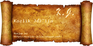 Kozlik Júlia névjegykártya