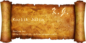 Kozlik Júlia névjegykártya